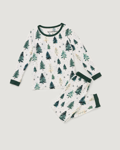 Kids Bamboo Pyjamas | Winter Pine Print